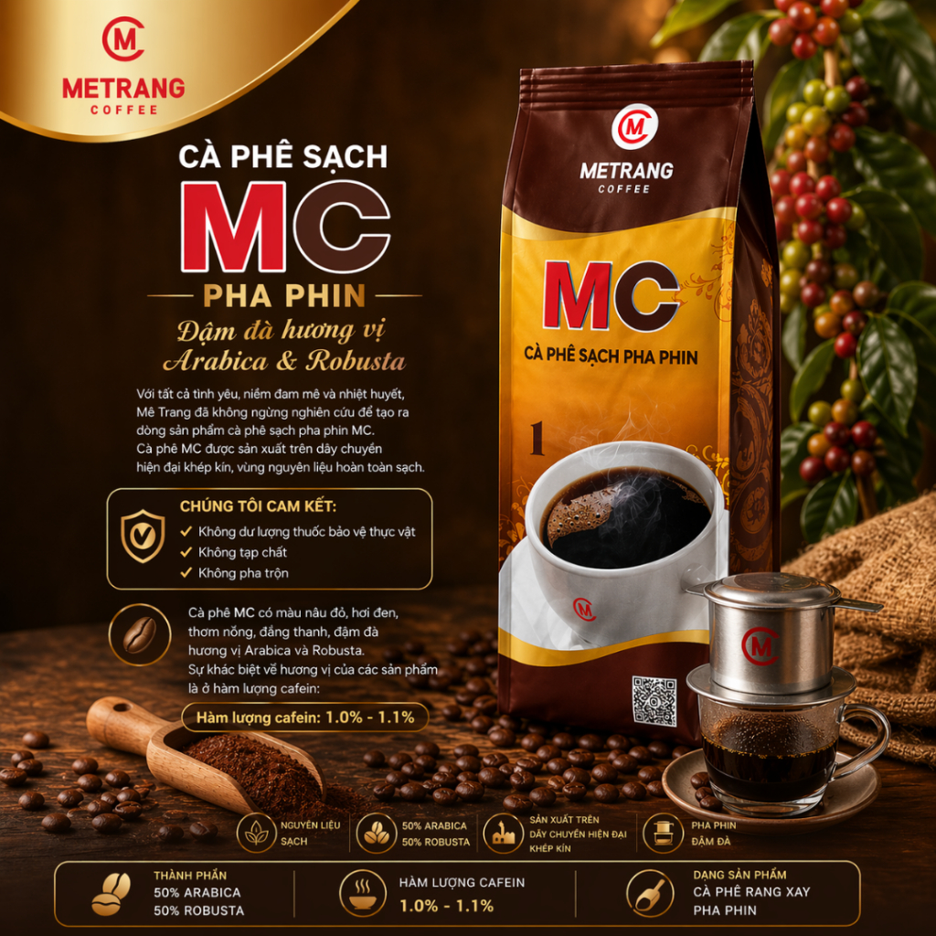 Cà Phê Bột Hút Chân Không MC1 Mê Trang – 500g Cà Phê Rang Xay Nguyên Chất- cà phê sạch