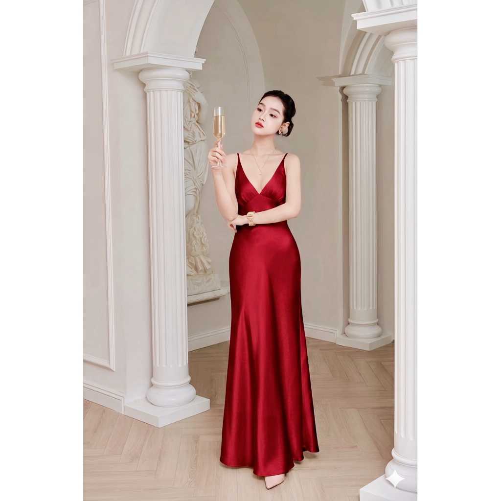 Đầm lụa / váy lụa cổ V gợi cảm quyến rũ ARÉNE AD037 | BigBuy360 - bigbuy360.vn