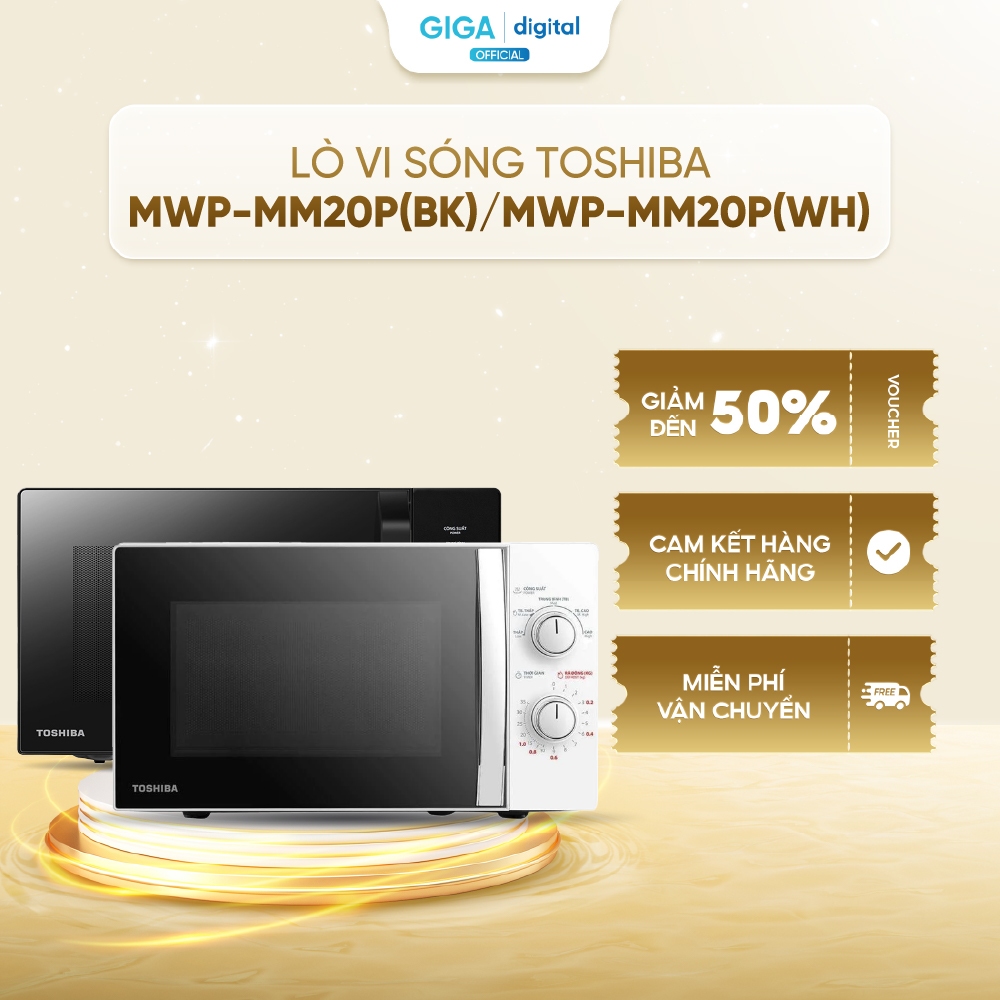 [VOUCHER 5%] Lò vi sóng Toshiba MWP-MM20P(BK) / MWP-MM20P(WH) -  5 mức công suất - Hẹn giờ lên đến 3