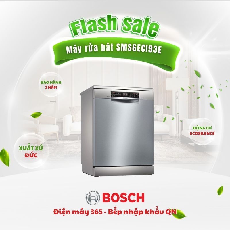 Máy rửa bát độc lập Bosch SMS6ECI93E SERIE 6 -Chuẩn rửa sạch châu Âu – Tối ưu cho gia đình hiện đại