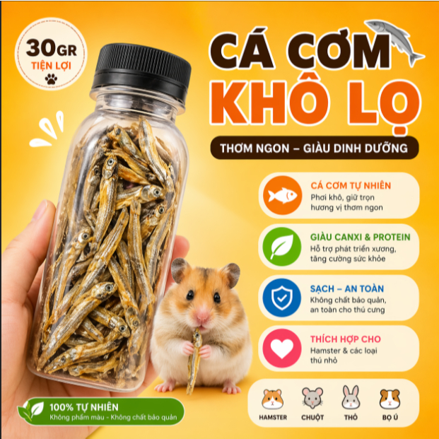 Cá cơm khô lọ 30gr cho Hamster.