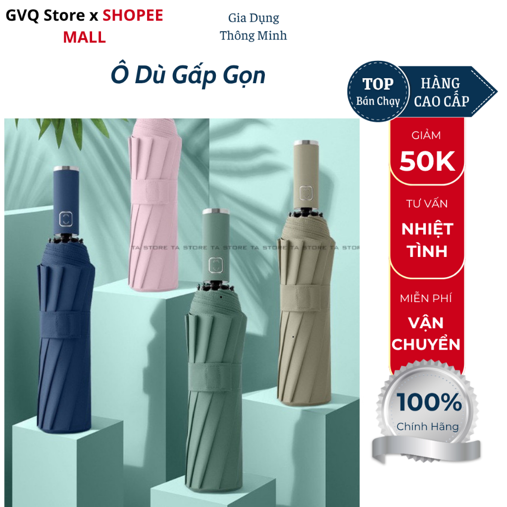 Ô Dù GVQ Store 8 Nan Và 10 Nan Che Mưa Đi Nắng Gấp Gọn Chống Tia UV