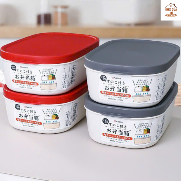 Hộp nhựa Nakaya 2 lớp 650ml Nhật Bản, chia ngăn, có khay thoát nước, nhựa PP an toàn, giữ thực phẩm 