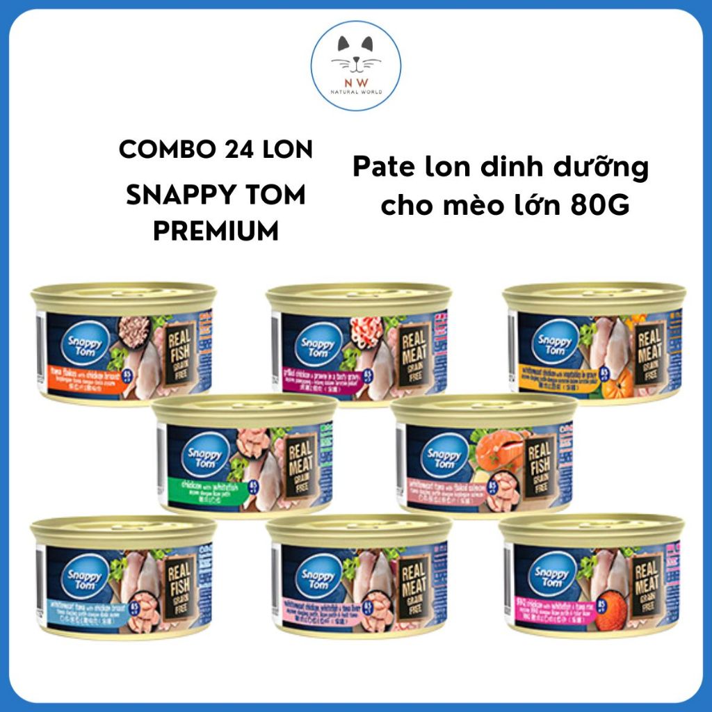 Pate lon Snappy Tom Premium cho mèo lớn 85g (24 lon)