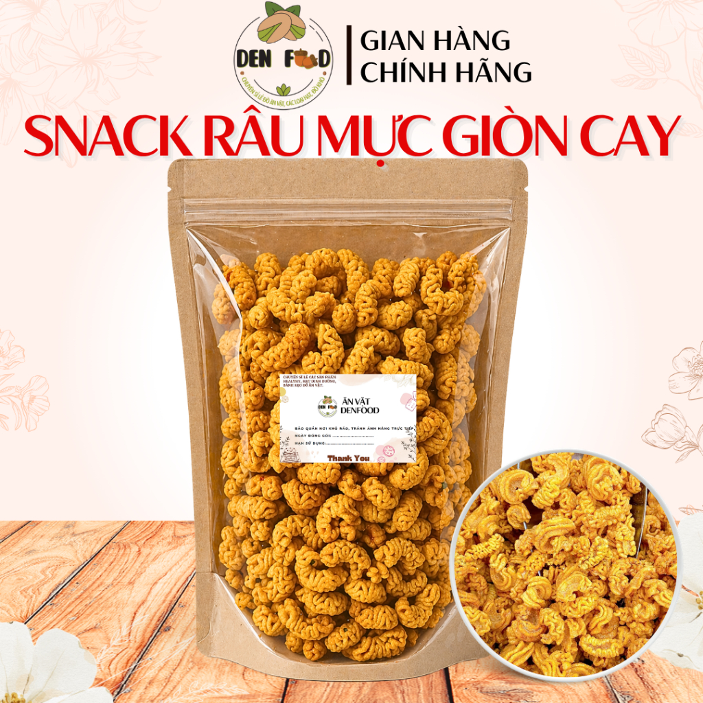 Snack Râu Mực Giòn Cay – Bim Bim Mì Tôm Uốn Lượn Ăn Vặt Denfood