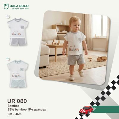 Bộ cộc tay cho bé Ualarogo sát nách 6 tháng - 3 tuổi vải Sợi tre Bamboo mềm mại co giãn UR 080