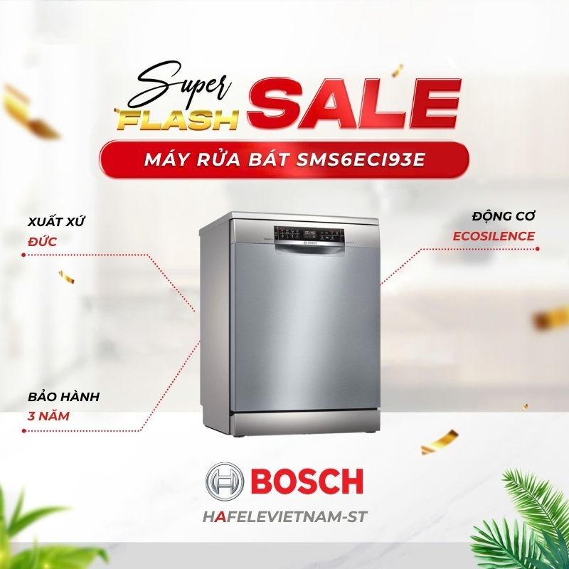 Máy rửa bát Bosch SMS6ECI93E - Độc Lập Sấy Khô Nhanh