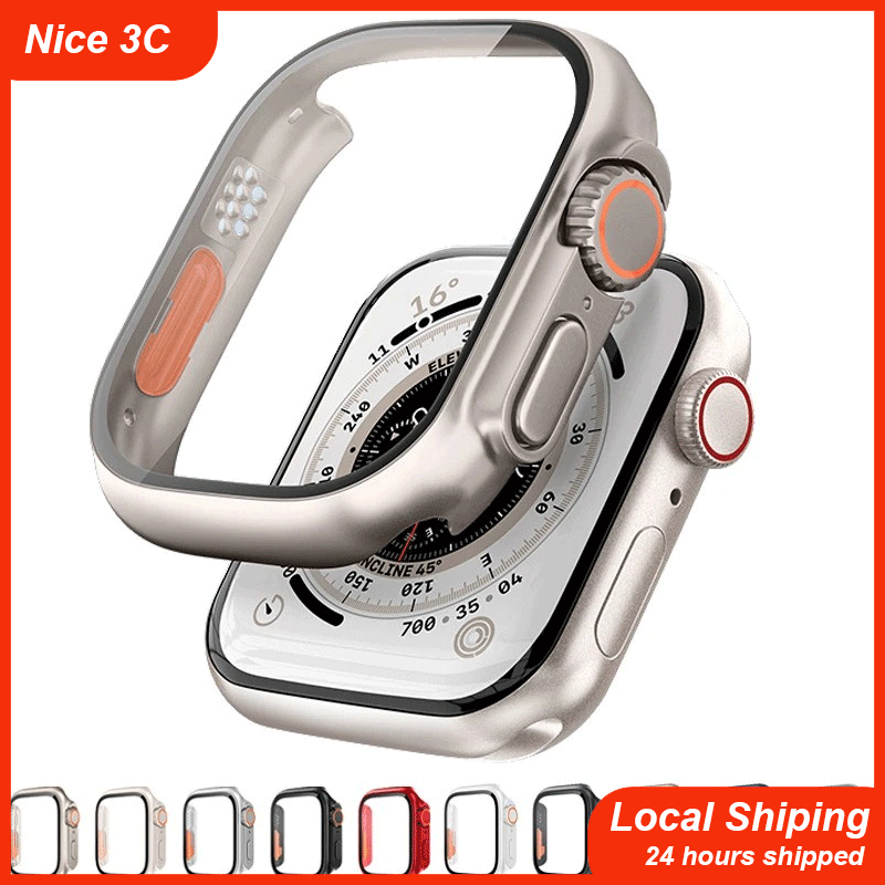 Phim bảo vệ màn hình cho vỏ Apple Watch 40mm 44mm 45mm 41mm Vỏ PC + phim kính I Watch Series 8 7 6 5