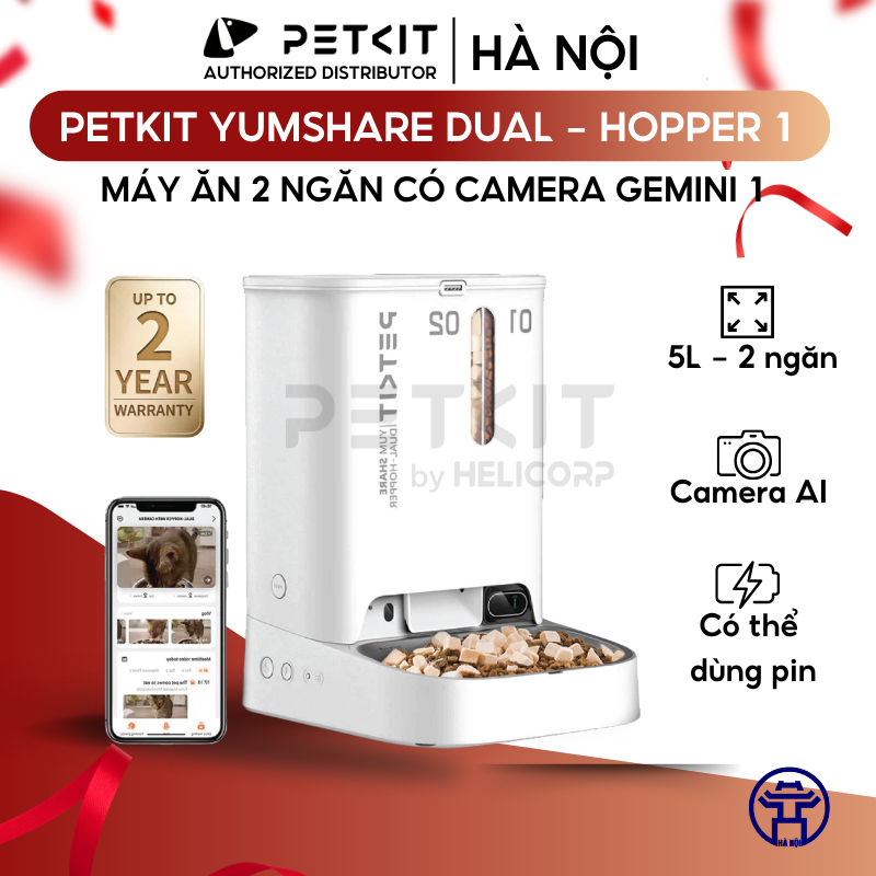 [GEMINI Có Camera AI] Máy Cho Thú Cưng Ăn PETKIT Yumshare Dual - Hopper