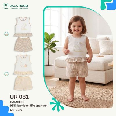 Bộ ba lỗ cho bé Ualarogo sát nách 6 tháng - 3 tuổi vải Sợi tre Bamboo mềm mại co giãn UR 081