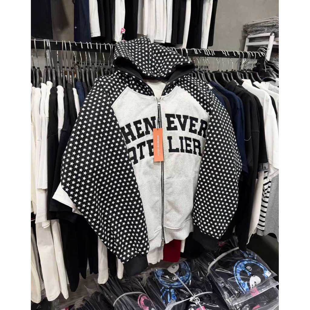 Hoodie Zip Nỉ Chân Cua Dày Dặn Whenerver Thêu Sắc Nét Chuẩn Hình Đầy Đủ Tag