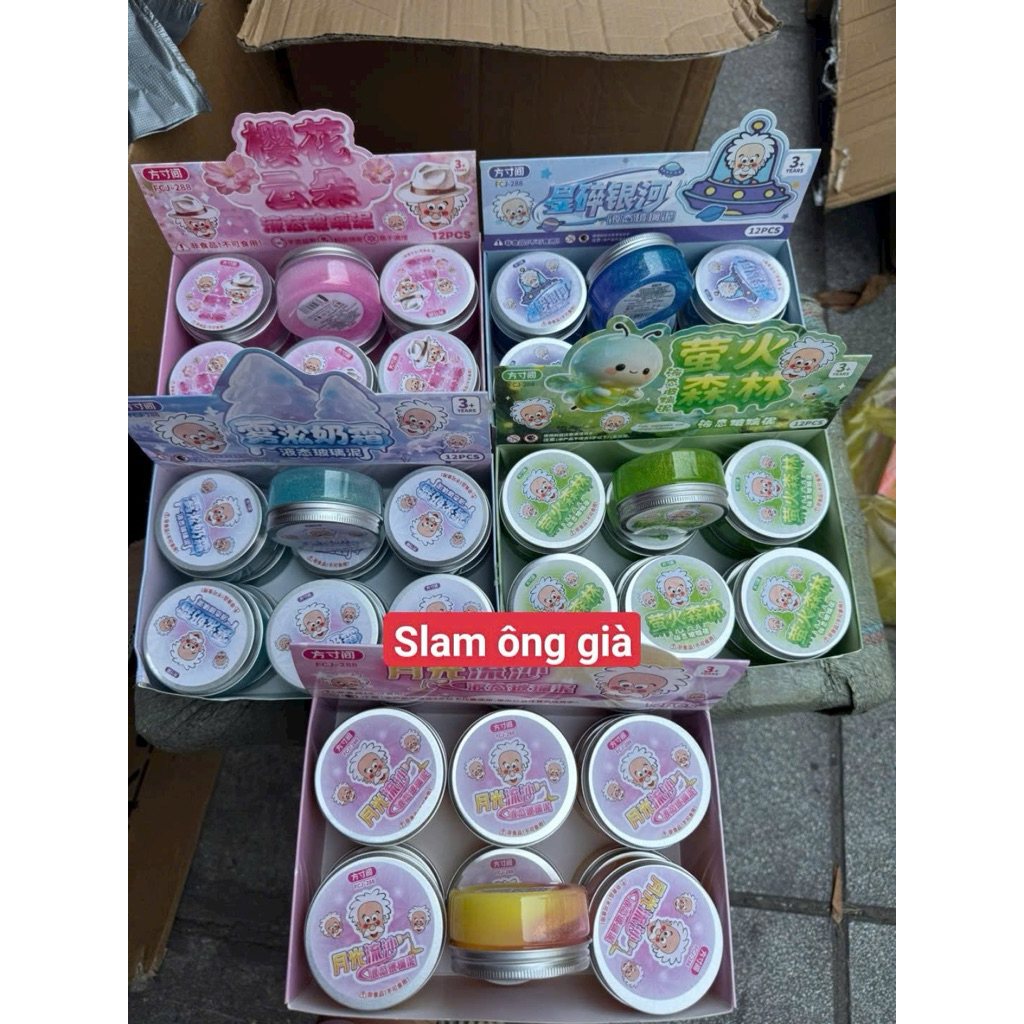 Hộp 12 hũ Slime Ông Già Puty - Slime dẻo óng ánh siêu hót(giao màu ngẫu nhiên)