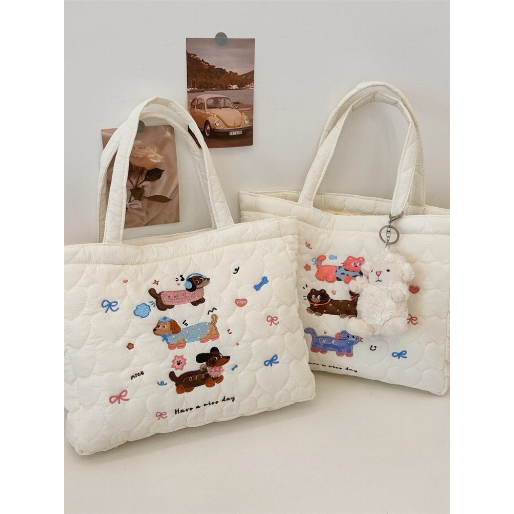 Túi xách trần bông thêu động vật (Puffy Animal Bag).