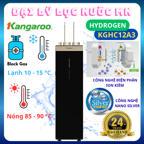 Máy lọc nước Ion Kiềm RO nóng nguội lạnh Hydrogen Kangaroo Sumire KGHC12A3 12 lõi