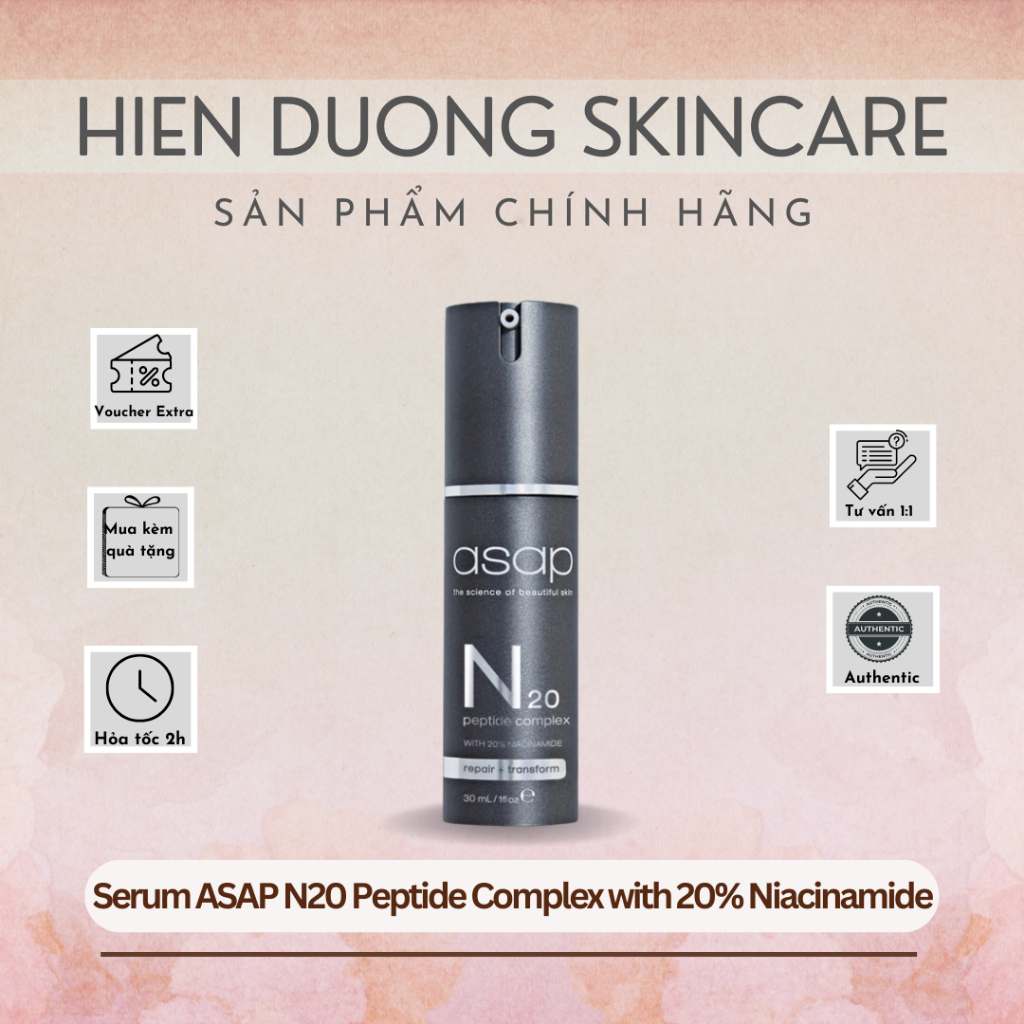 [Đại lý chính hãng] Serum ASAP N20 Peptide Complex with 20% Niacinamide | Phục hồi, chống lão hoá, s