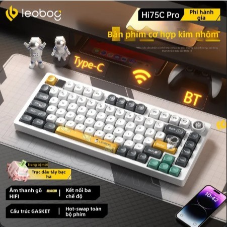 [Mã Giảm Giá] Bàn phím cơ không dây LEOBOG HI75C PRO - bàn phím nhôm 3 mode - Led RGB - Có núm xoay