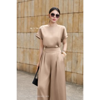 Set Sơ Mi Ngắn Tay Quần Dại Nữ MY WAY Lụa Óng Cao Cấp 1MAB01964 - 1MQB01965
