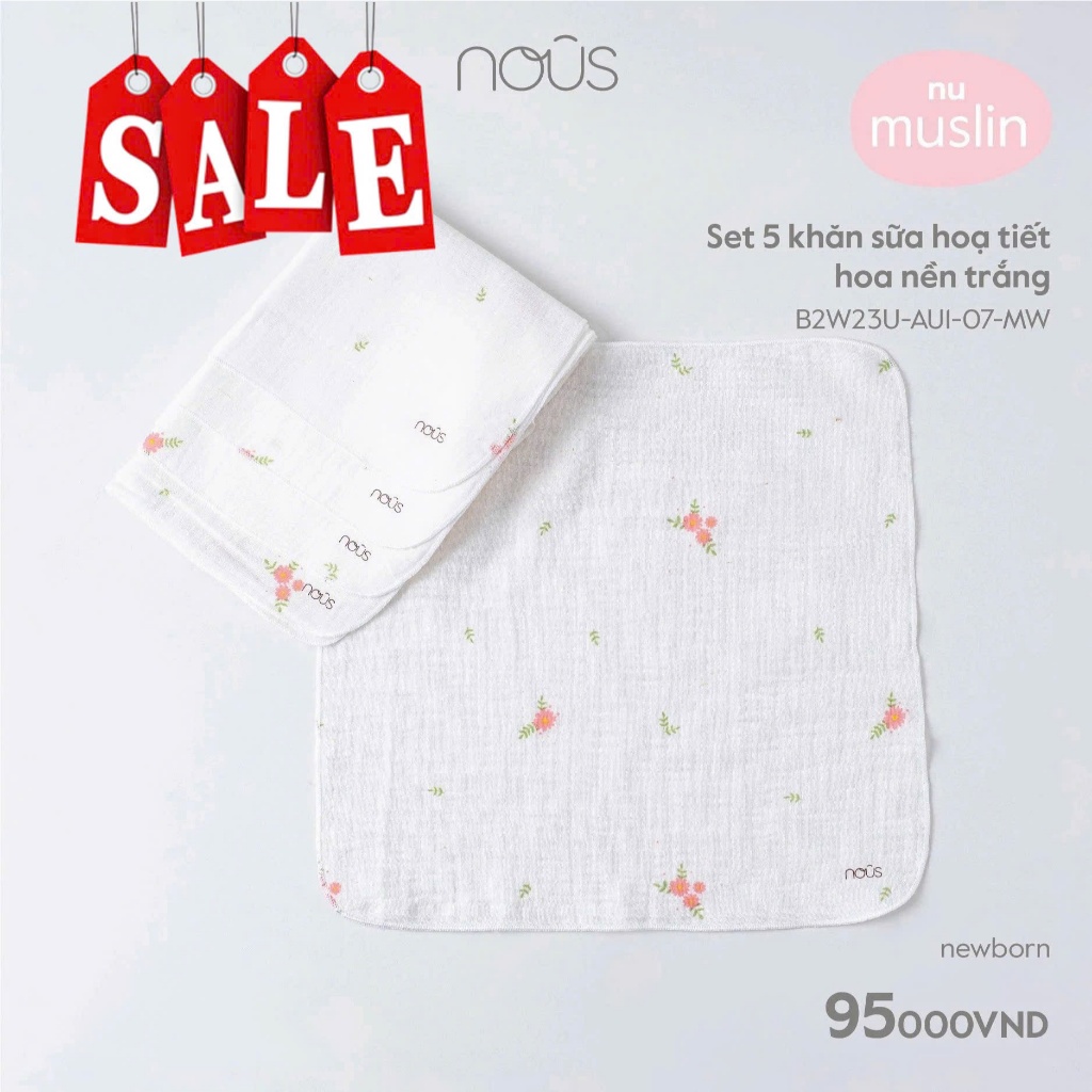Set 5 khăn sữa Nous / Mochee - Muslin/Bamboo cao cấp