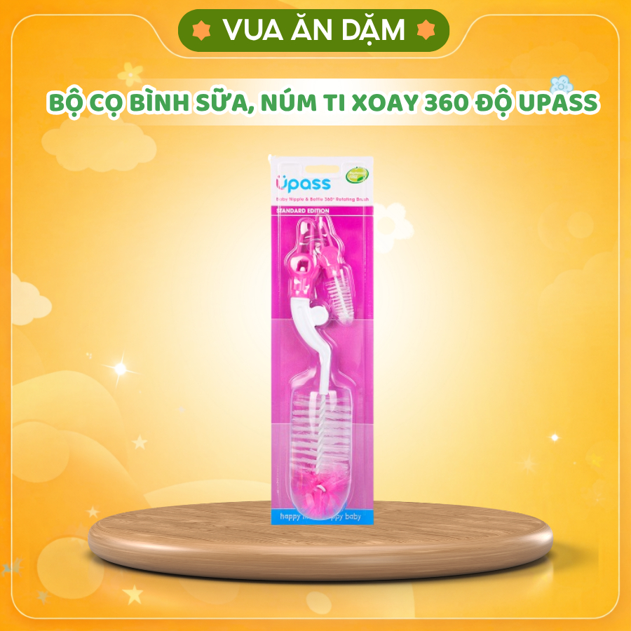 [UPASS UP7001W] Bộ cọ bình sữa, núm ti xoay 360 độ Upass