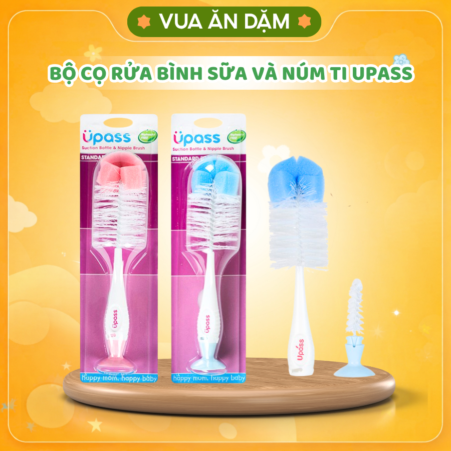 (UPASS UP7004N) Bộ cọ rửa bình sữa và núm ti UPASS có đế hút chân không