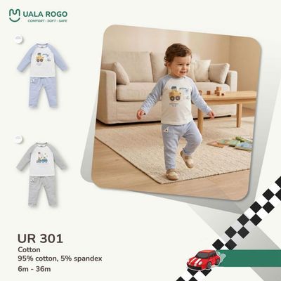 Bộ dài tay cho bé Ualarogo 6 tháng - 3 tuổi vải Cotton co giãn mềm mại UR 301