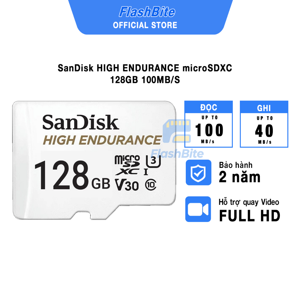 Thẻ nhớ SanDisk High Endurance microSDX SDSQQNR-GN6IA(32GB/64GB/128GB/512GB) - Bảo hành 24 tháng