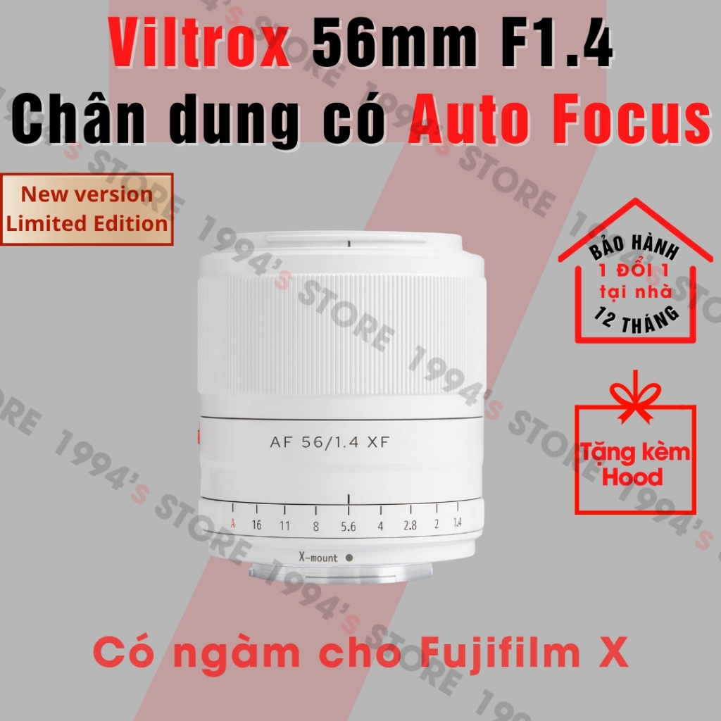 Ống kính Viltrox AF 56mm F1.4 Auto Focus White Limited Edition (màu Trắng) chuyên chân dung lấy nét 