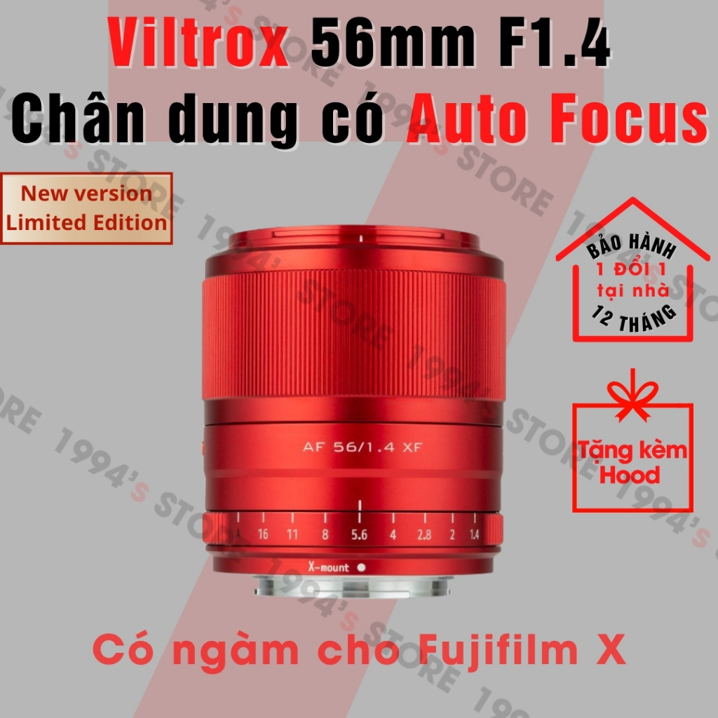 Ống kính Viltrox AF 56mm F1.4 Auto Focus Red Limited Edition (Màu Đỏ) chuyên chân dung lấy nét tự độ