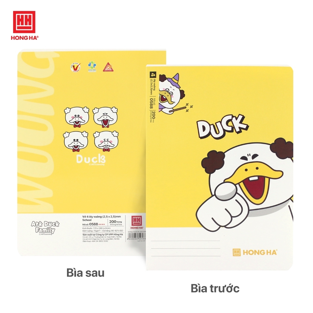 [COMBO 5 CUỐN] Vở 4 ô ly Hồng Hà 200 trang School Monster (0588) [Sổ vở Hồng Hà]