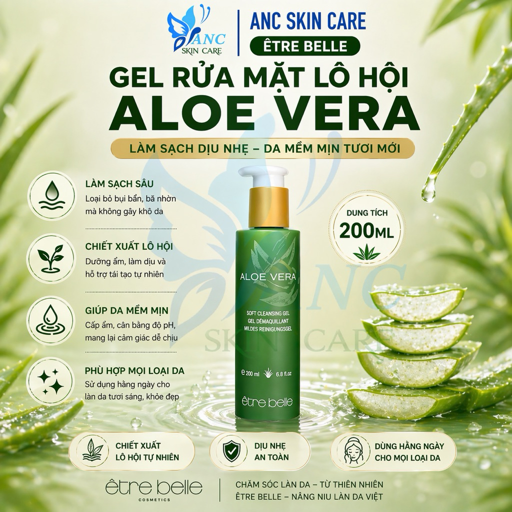 Gel Rửa Mặt Aloe Vera Être Belle 200ml – Làm Sạch, Dưỡng Ẩm Cho Làn Da