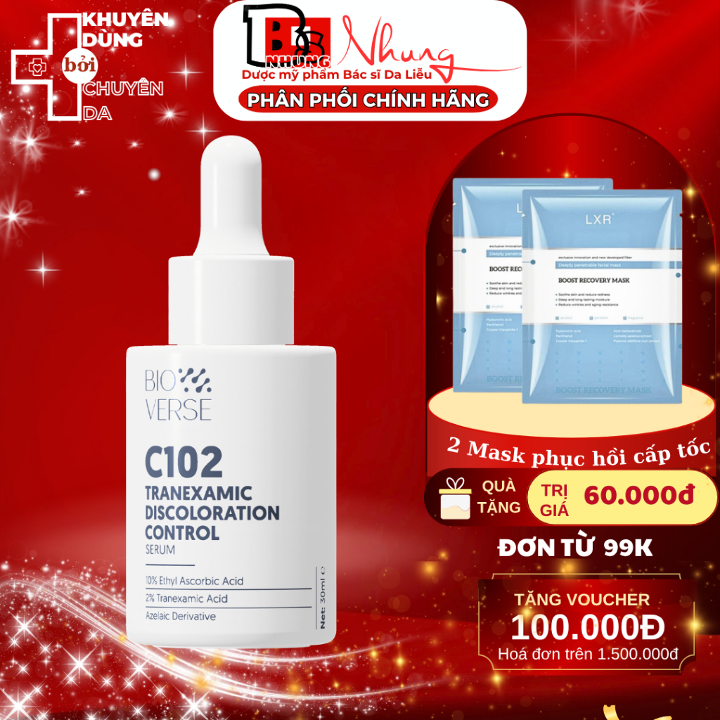 Tinh Chất C102 Bioverse Mờ Thâm Đỏ & Chống Oxy Hóa C102 Tranexamic Discoloration Control 5ml-30ml