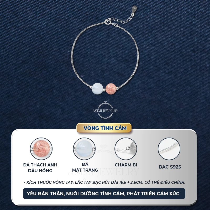 Lắc tay bạc Ý Đôi Đá Năng Lượng Duo Gem Soul LT55 3