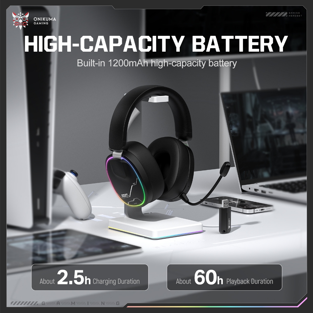 Tai nghe Gaming không dây Onikuma GT836 - 3 Mode - Pin 1200mah - Mic đàm thoại - Âm thanh 360 Turnn sẵn | BigBuy360 - bigbuy360.vn