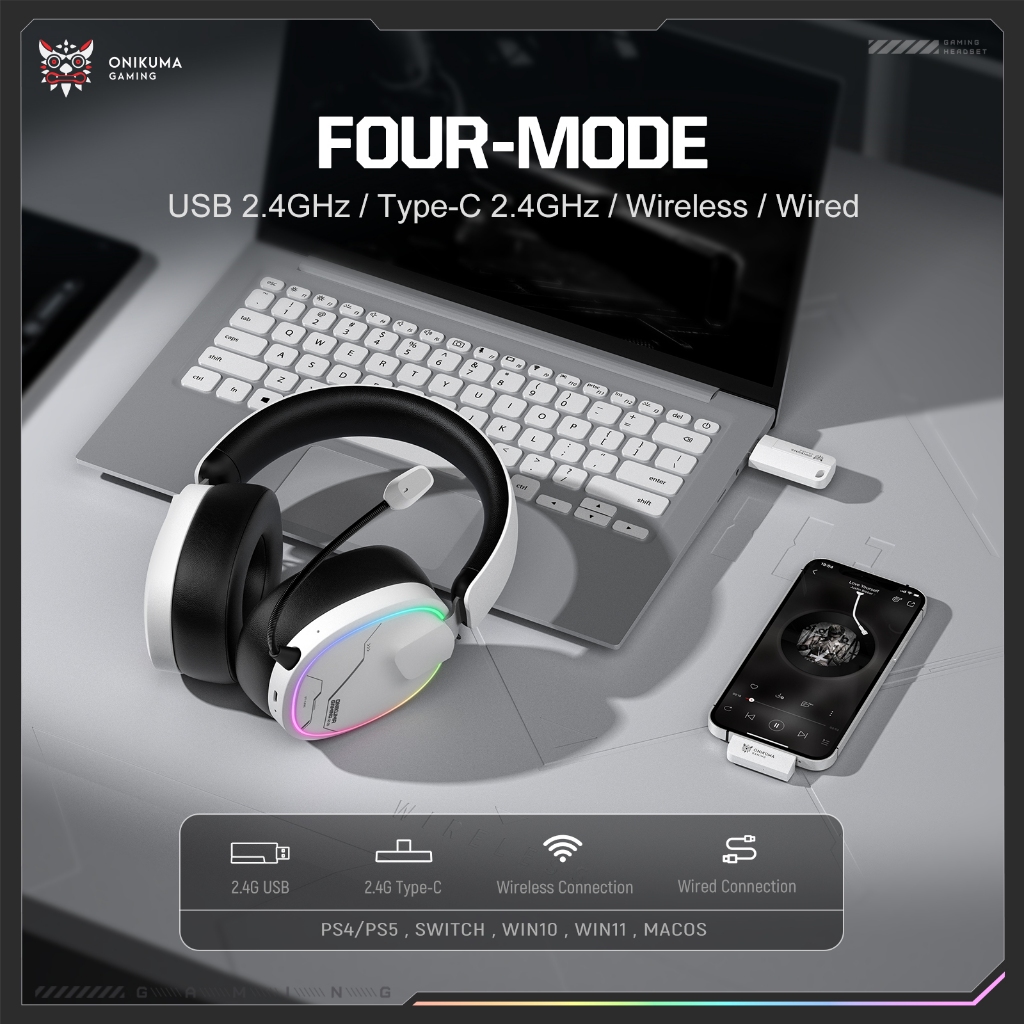 Tai nghe Gaming không dây Onikuma GT836 - 3 Mode - Pin 1200mah - Mic đàm thoại - Âm thanh 360 Turnn sẵn | BigBuy360 - bigbuy360.vn