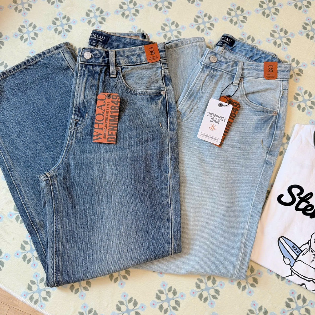WHOAU Quần jeans ống semi wide - TJG2312F