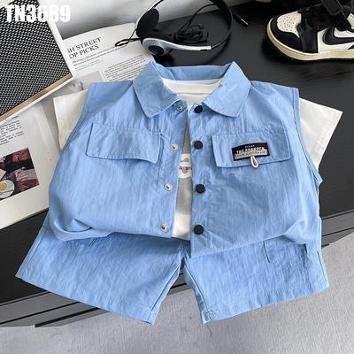 Set Áo Sơ Mi Tay Ngắn Họa Tiết Gấu Cam Quần Kaki Cho Bé Trai 1-5 Tuổi MINTSCLOSET Quảng Châu TN3644