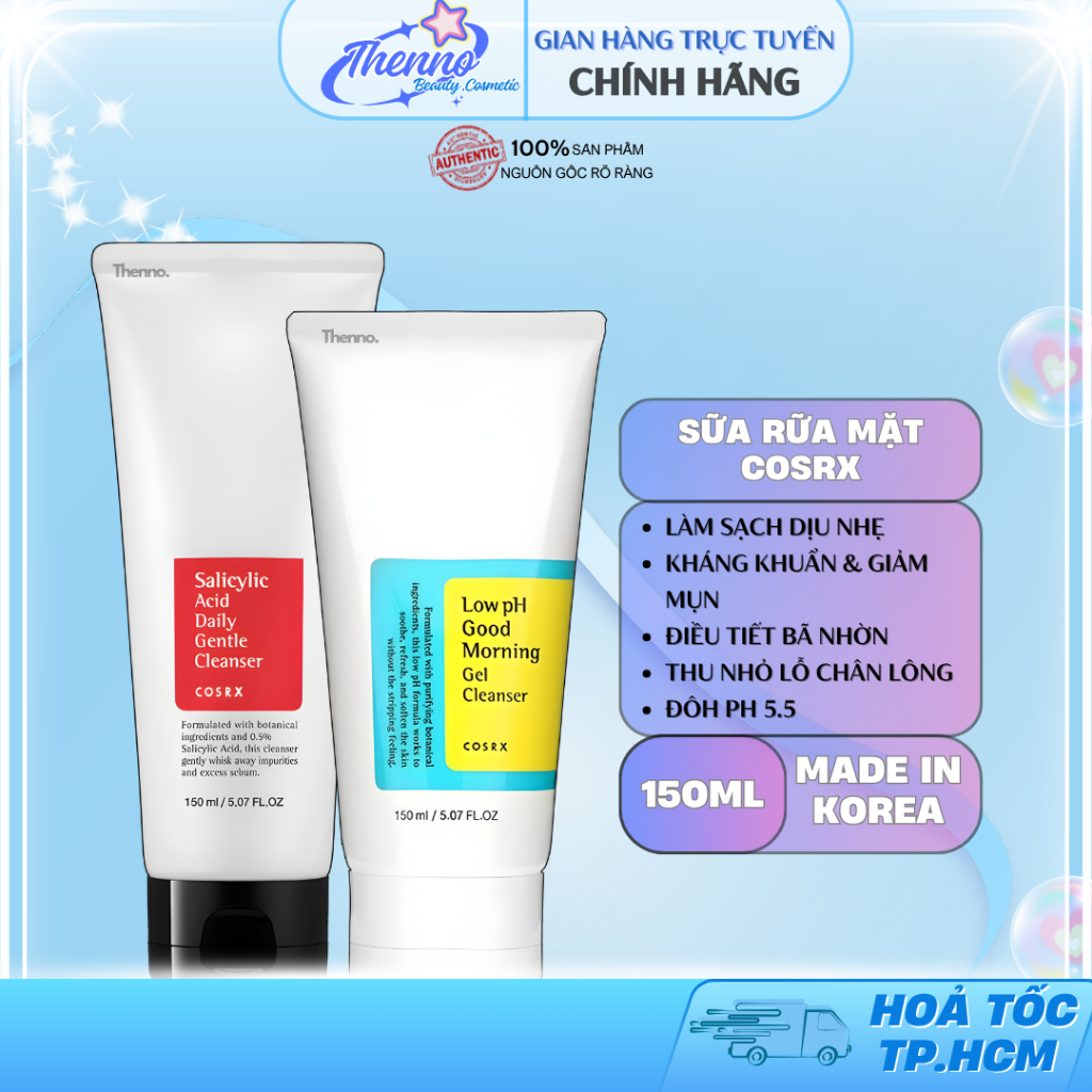 Sữa Rửa Mặt Dạng Gel Dịu Nhẹ Cosrx Salicylic Acid 0.5%,Low pH Good Morning Gel Cleanser 150ml Hàn Qu