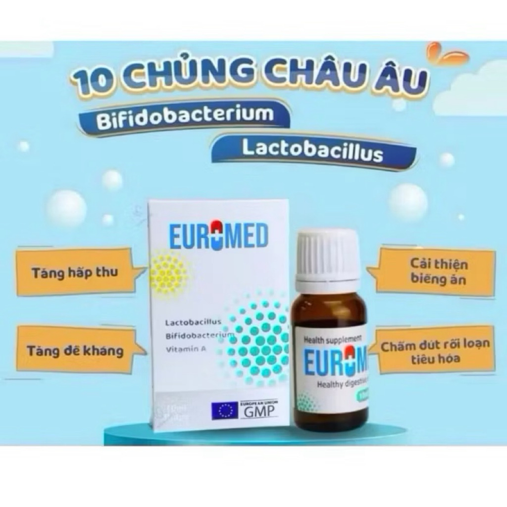 [ MẪU MỚI] Euromed men vi sinh bổ sung lợi khuẩn cho bé,giảm rối loạn tiêu hóa,ngăn ngừa táo bón. hộ