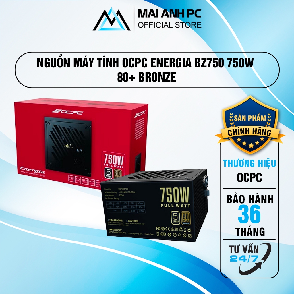 PSU máy tính OCPC ENERGIA BZ750 750W Bronze