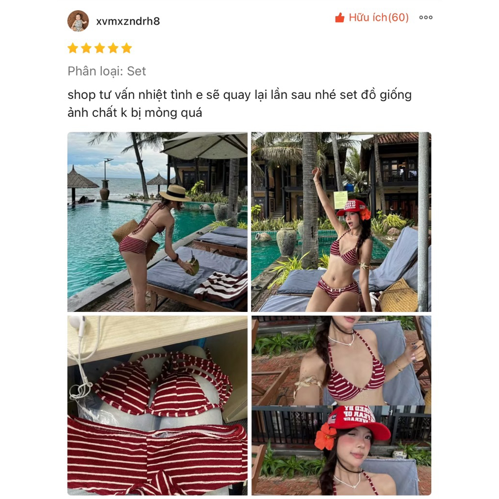 Set Bikini TWENTI Thun Sọc Ngang Kèm Mút Rời | BigBuy360 - bigbuy360.vn