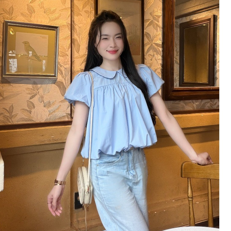 Áo kiểu hottrend nữ áo bí cổ sen xinh xắn trẻ trung Shop Thời Trang Nữ - A191