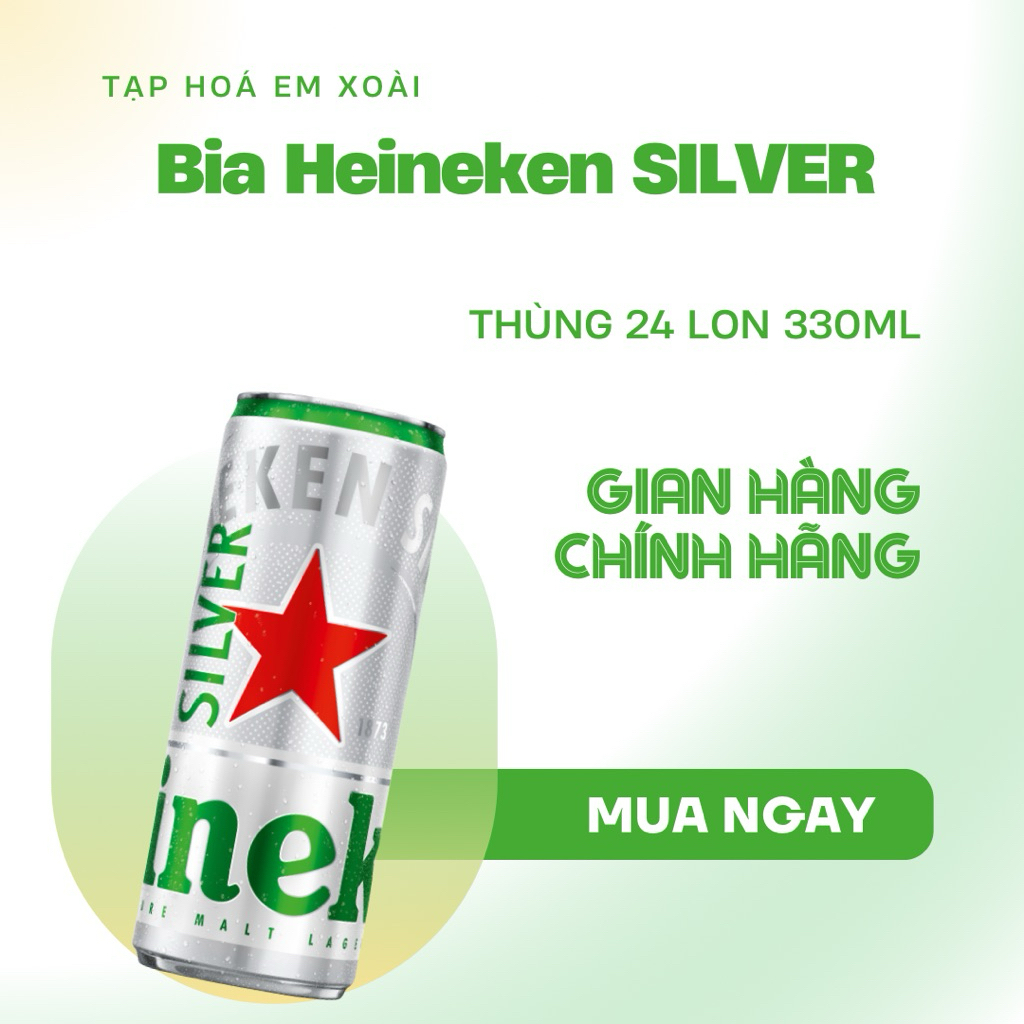 [ Bia ] Thùng 24 Lon Bia Heineken SILVER 330ml ( Heineken Bạc )
