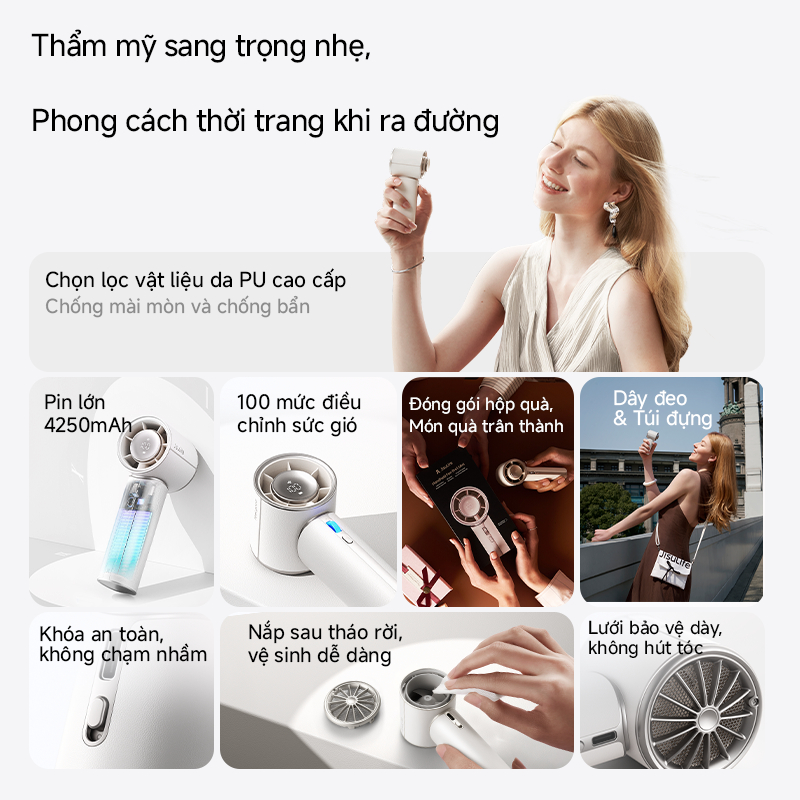 【Mới】Quạt cầm tay JisuLife Pro1 Mini gió mạnh pin dài màn hình LED quạt để bàn di động thêm tinh dầu/nước hoa | BigBuy360 - bigbuy360.vn