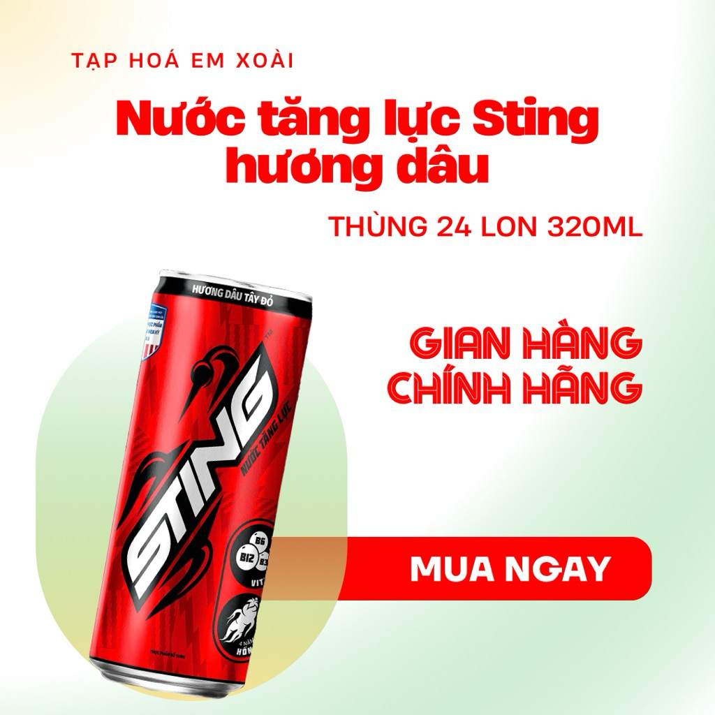 [ Nước Tăng Lực ] Thùng 24 Lon Nước Tăng Lực STING Hương Dâu 320ml