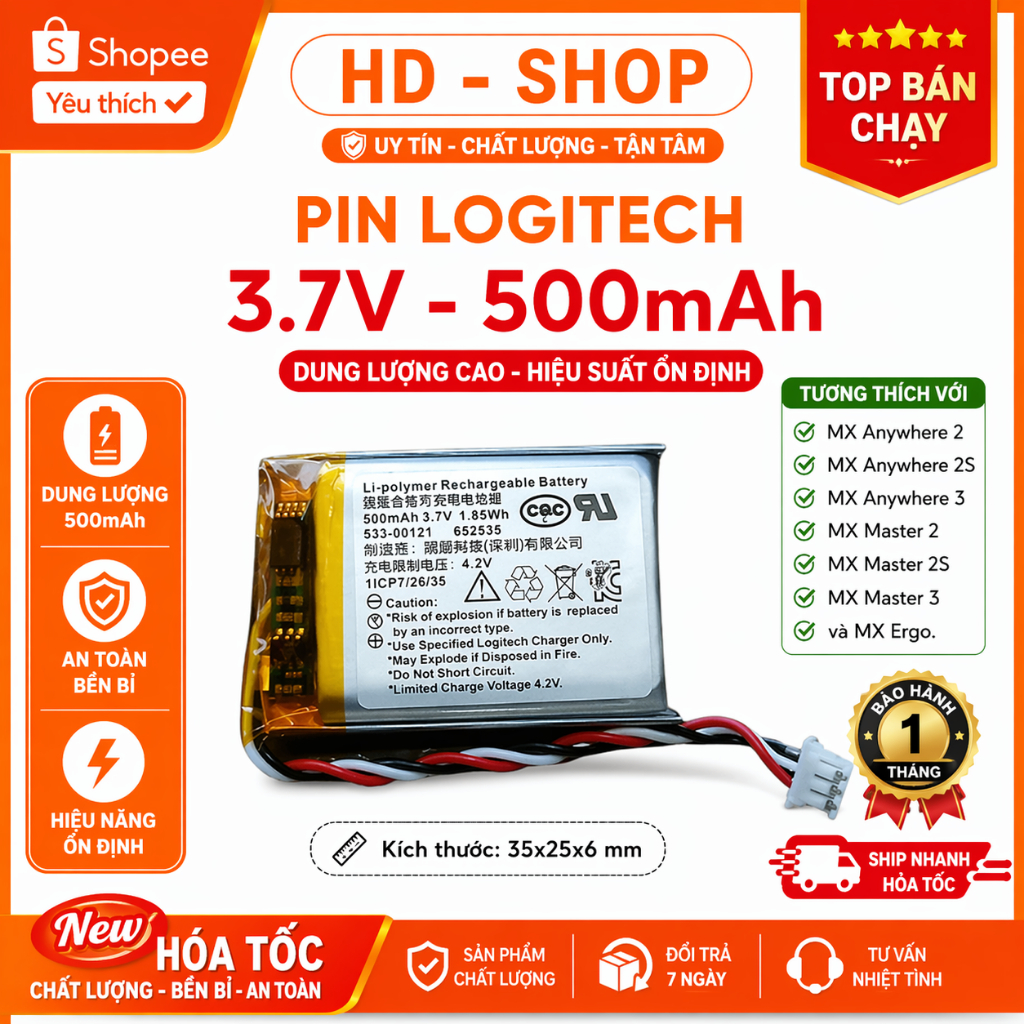 Hàng new_Pin Chuột Logitech 500mAh - Pin Sạc Logitech MX Anywhere 2S, MX Master 2S/3S/G502 x plus