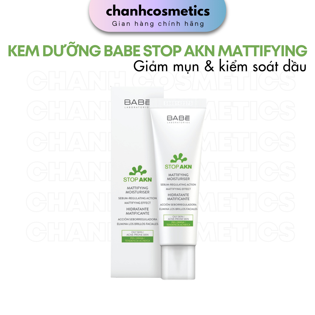 Kem Dưỡng Kiềm Dầu Babe Stop AKN Mattifying Moisturiser Dưỡng Ẩm, Cho Da Dầu Mụn 50ml Duduhouse CHAN
