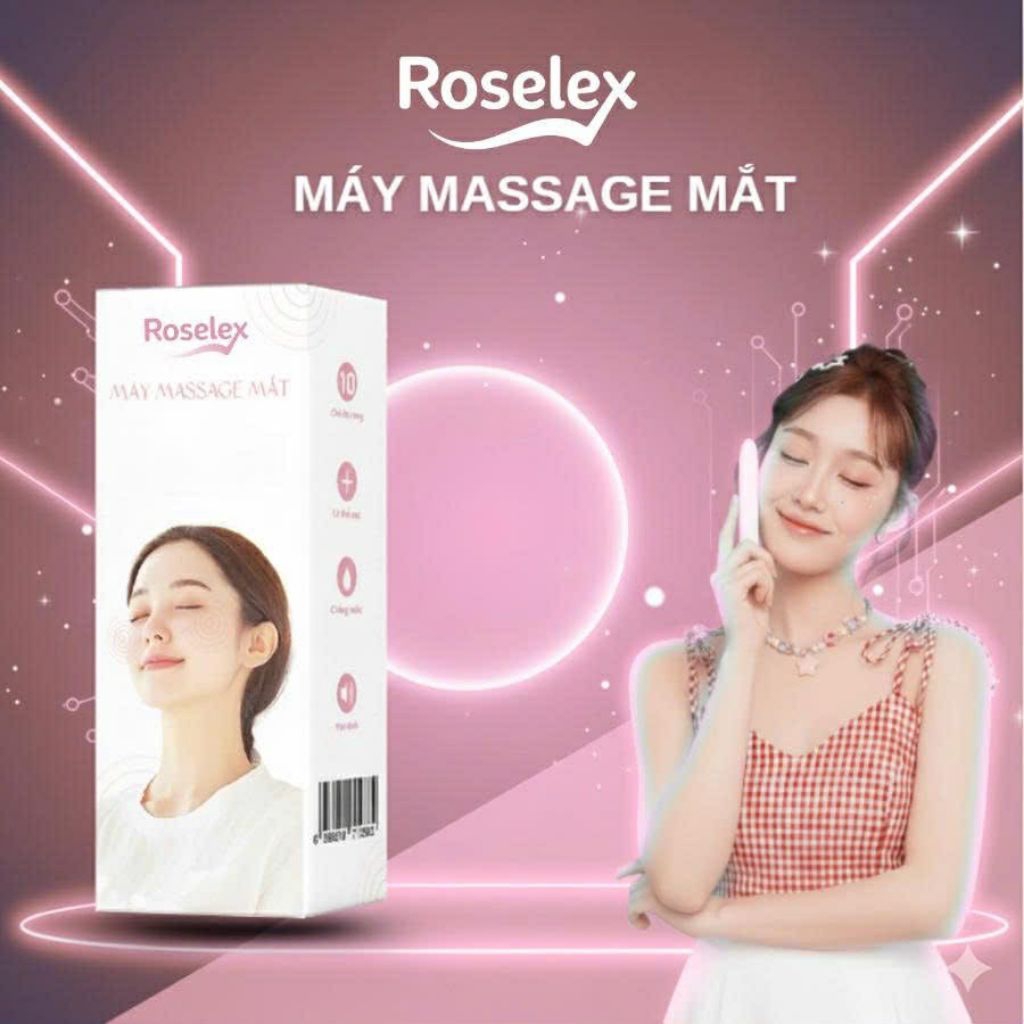 Máy massage mắt cầm tay Roselex, 10 chế độ mát xa điều khiển từ xa, giảm quầng thâm mắt và nếp nhăn