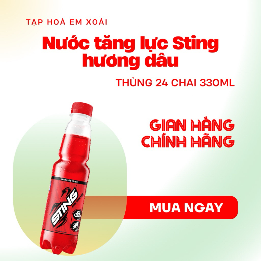 [ Nước Tăng Lực ] Thùng 24 Chai Nước Tăng Lực STING Hương Dâu 330ml