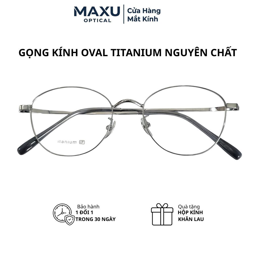 Gọng Kính Nam Nữ TITANIUM Cao Cấp MAXU Optical Thiết kế Oval Thanh Mảnh, Siêu Nhẹ 32056