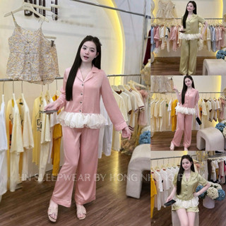 [SẴN] Bộ ngủ lụa Lyly viền voan bồng cao cấp mềm mịn, thoải mái, mặc nhà, đi chơi, du lịch sang trọng. C428356